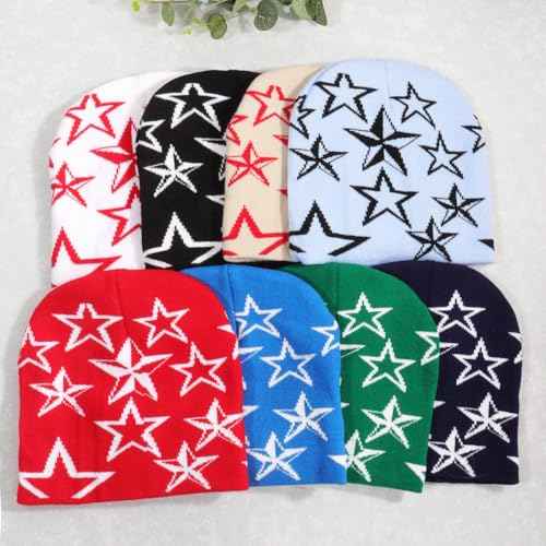 Y2K Cute Hat Men Women Quality Cap Warm Cap Star Beanie Gothic Spider Pattern Acrylic Y2k Knitted Hat