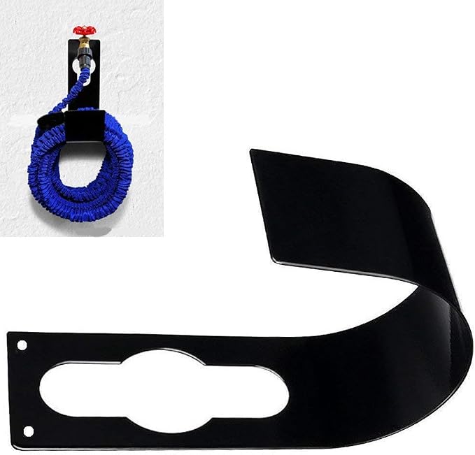 2 Pack Garden Hose Hanger Wall Mount Heavy Duty Hose Holder Hook Use for 150foot Hose (Large, Black)