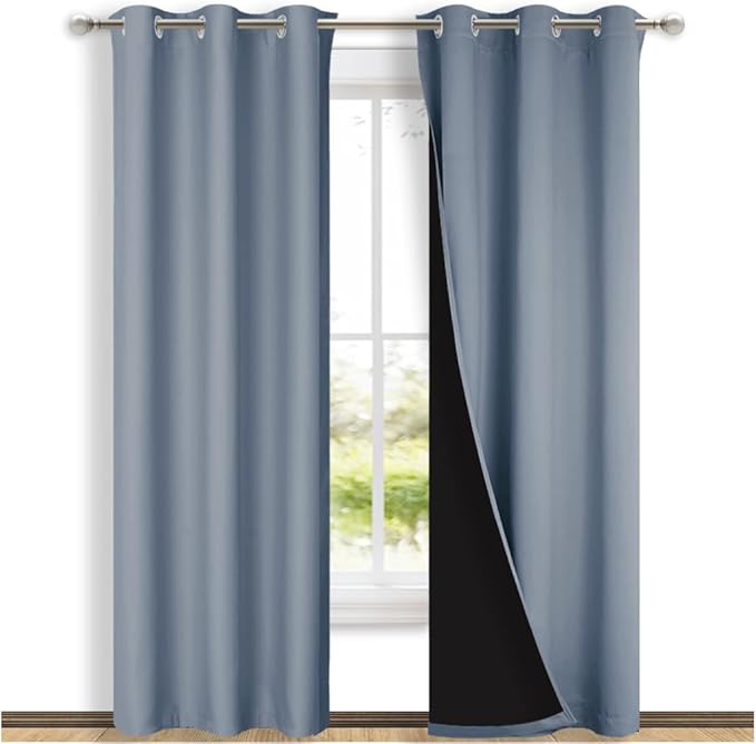 NICETOWN Full Shade Curtain Panels, Vintage Blue, Pair of Thermal Insulated &