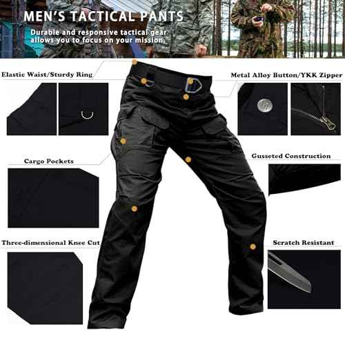 Men's Stretch Tactical Pants Water Resistant Ripstop Cargo Pants Outdoor Lightweight EDC Work Hiking Pants