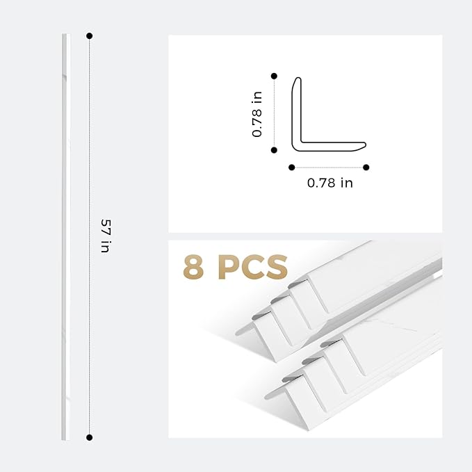 OUZUGIE 8-Pack 57 Inches, WPC Slat Wall Panel Trim, Corner Guard
