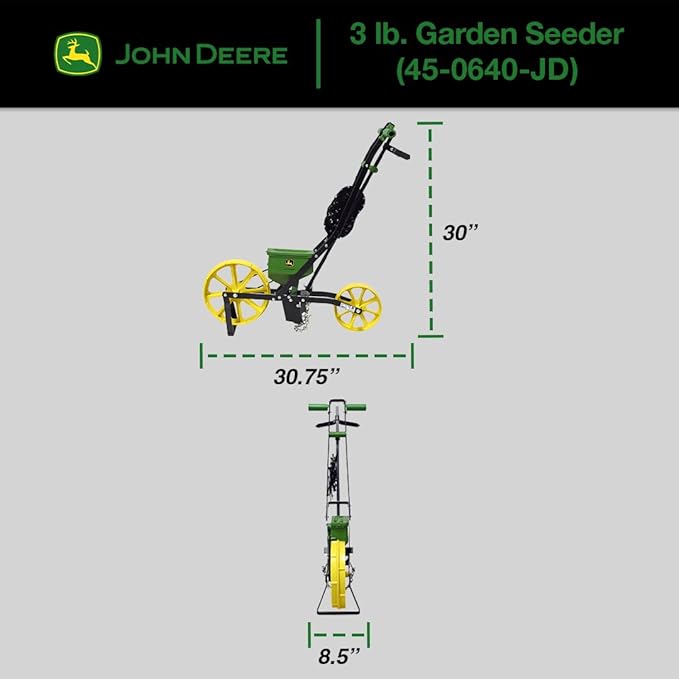 John Deere 3lb Garden Seeder with 7 Seed Plates, Sweet Corn Planter for use in Prepared Soil