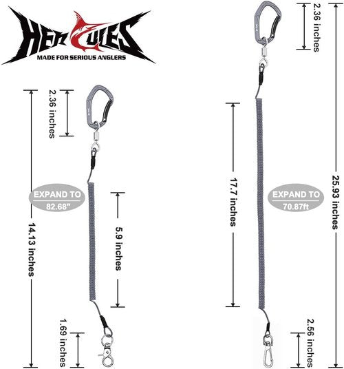 HERCULES M4 Fishing Lanyard - Heavy-Duty Retractable Coiled Tether for Rods & Paddles | Ideal for Kayaking