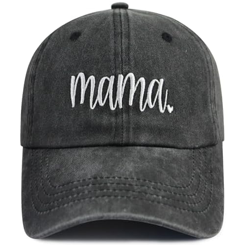 SHANVANKE Funny Mama Hat for Women, Adjustable Washed Cotton Embroidered Mom Baseball Cap