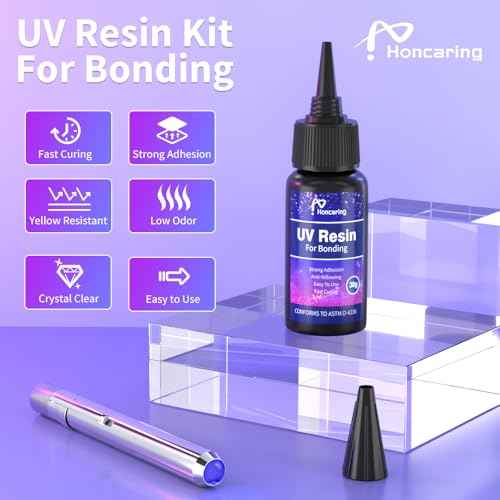UV Resin Kit with Light, Fast Drying Beginner-Friendly Kit, Bonding & Repairing in Seconds, 30g/1oz Clear UV Glue with UV Penlight for Resin, Plastic, Glass, Acrylic