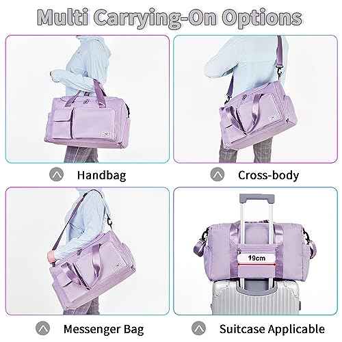 FIORETTO Women's Gym Duffle Bag with Shoes Compartment, 37L Capacity, Ideal for Travel, Gym, Sports, Duffel, Weekender