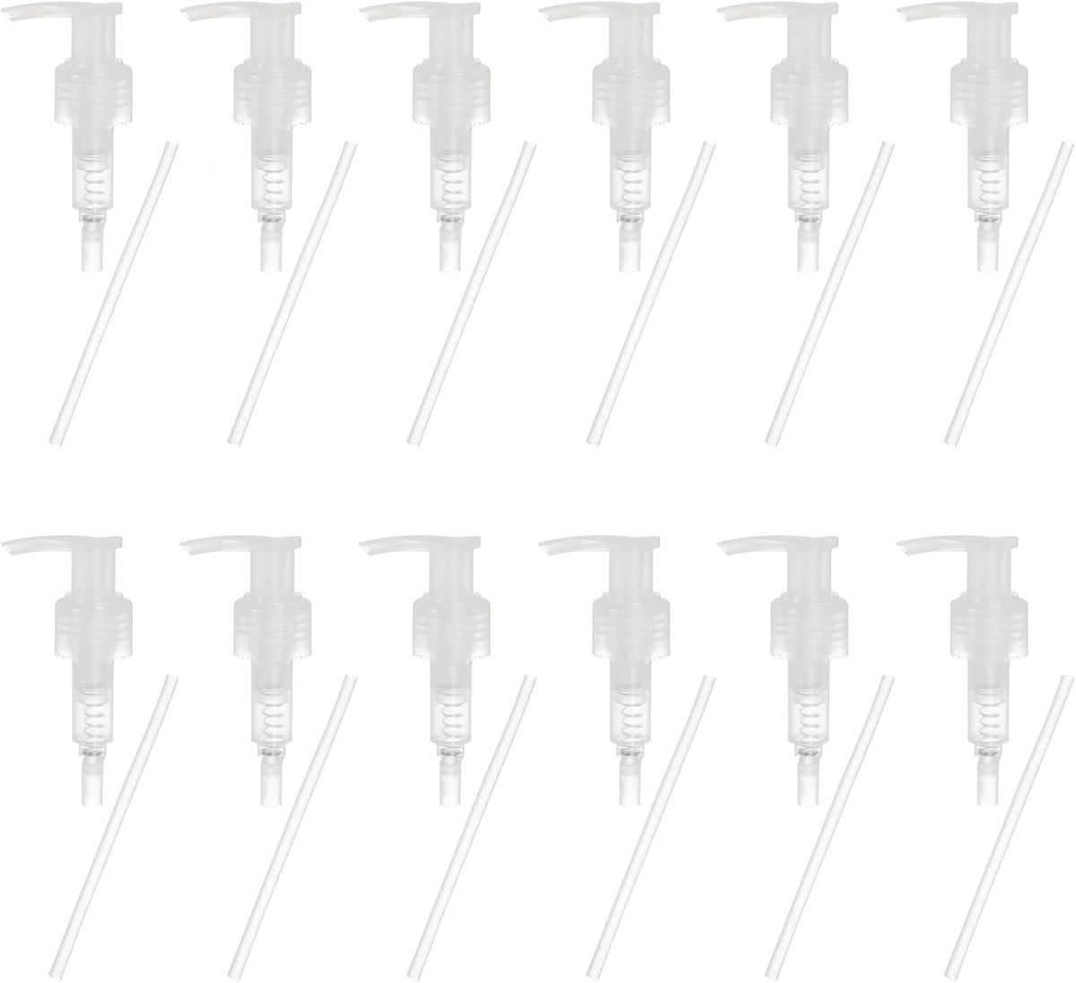 uxcell 12 Pcs Soap Dispenser Pump Heads Soap Dispensers Top Pumps Replacement Switch Pumphead for Standard 24/427 Neck Size Lotion Shampoo Bottle, Transparent