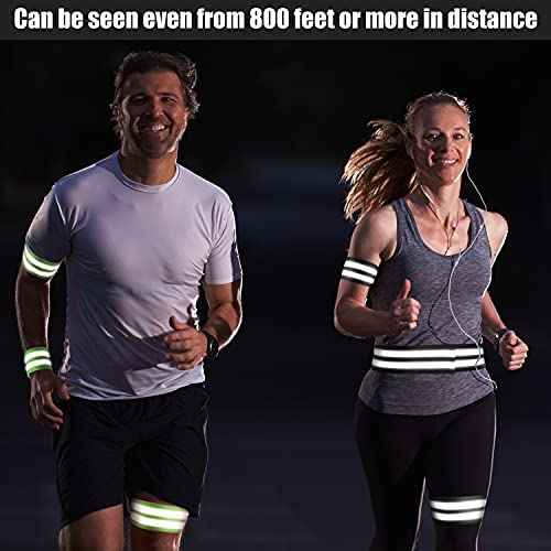 16 Pieces Reflective Bands Reflector Bands for Wrist, Arm, Ankle, Leg, High Visibility Reflective Gear Safety Reflector Tape Straps for Night Walking, Cycling and Running