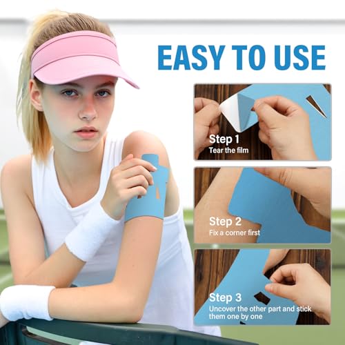 12Pcs Kinesiology Tape-for Shoulder, Shoulder Pain Relief Athletic Tapes, Shoulder Support & Stability Precut Strips, Waterproof & Elastic, Breathable Hypoallergenic Latex-Free