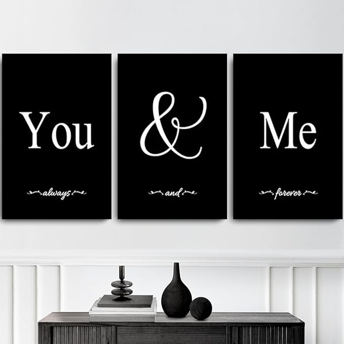 GUBIYU Set of 3 Framed Farmhouse You and Me Wall Art