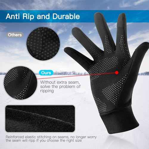 Unigear Lightweight Running Gloves, Touch Screen Anti-Slip Warm Gloves Liners for Cycling Biking Sporting Driving for Men Women