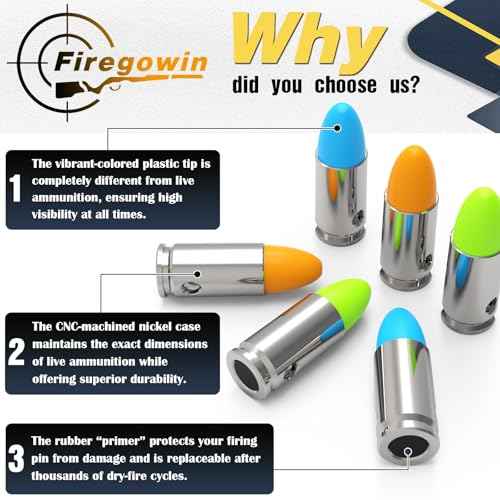 Pro Dummy Rounds Snap Caps-Reusable 9mm&12GA Training Rounds for Safe Dry Fire Practice, Durable with Secure Primer Design, Multiple Color Options