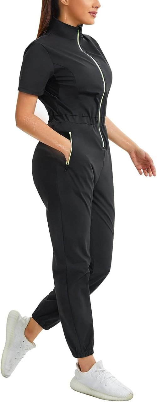 Junlan Sauna Suit for Women - Heat-Trapping Sweat Jumpsuit for Effective Workouts | Stand Collar Design