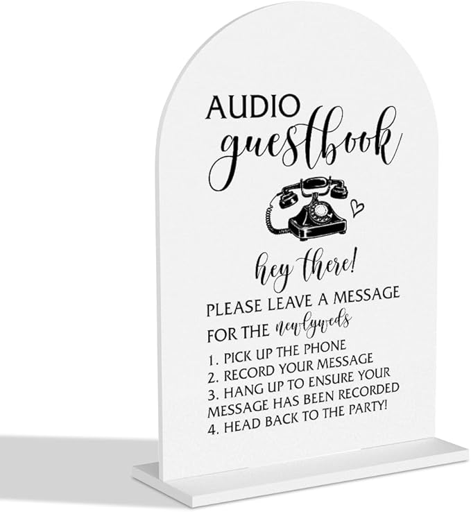 Audio Guest Book Sign Wedding Signs Wedding Table Signs for Engagement Bridal Shower Ceremony Reception Event Party Acrylic Decor