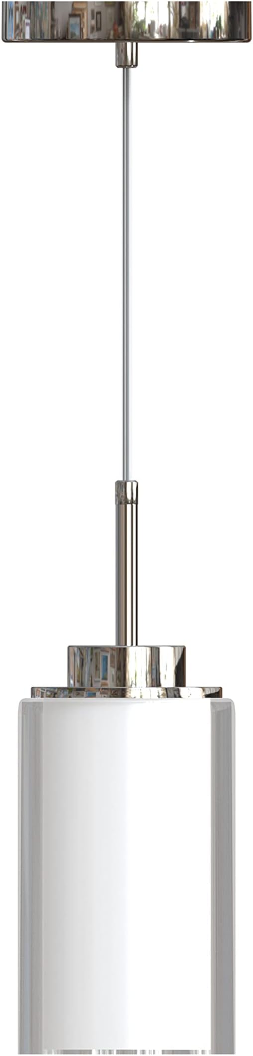 Sofia Modern Pendant, Double Glass Shade, Nickel Finish Base, Single Medium Base (E26) Socket, Dining Areas, Bathrooms, Powder Rooms, Bedrooms, Dimmable, ETL Listed, Clear-Frosted Glass