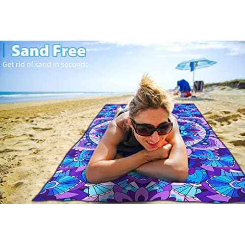 Microfiber Sand Free Beach Towel Thin Quick Dry Super Absorbent Oversized Large Lightweight Towels for Travel Sports Pool Swimming Bath Camping Yoga Girls Women Adults