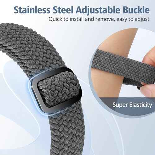 Elastic Braided Bands Compatible with Fitbit Charge 5/Fitbit Charge 6 for Women Men, Breathable Adjustable Stretchy Nylon Loop Sport Replacement Wristbands for Fitbit Charge 6 Charge 5 Straps