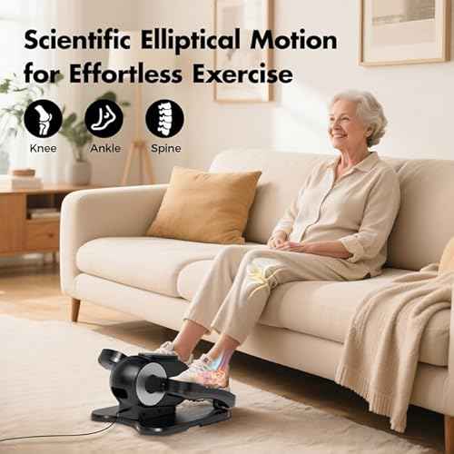 Under Desk Elliptical Machine, Leg Exerciser as Seen on TV While Sitting for Senior with Remote Control, Portable & Quiet Pedal Exerciser with 12 Adjustable Speed, Black