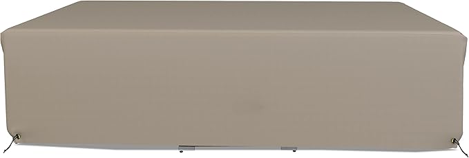 Covers & All Patio Sectional Sofa Set Cover 160 GSM PVC Emboss Fabric Outdoor Furniture Table and Chair Set Cover with Drawstring for Snug Fit (74" W x 74" D x 28" H, Beige)