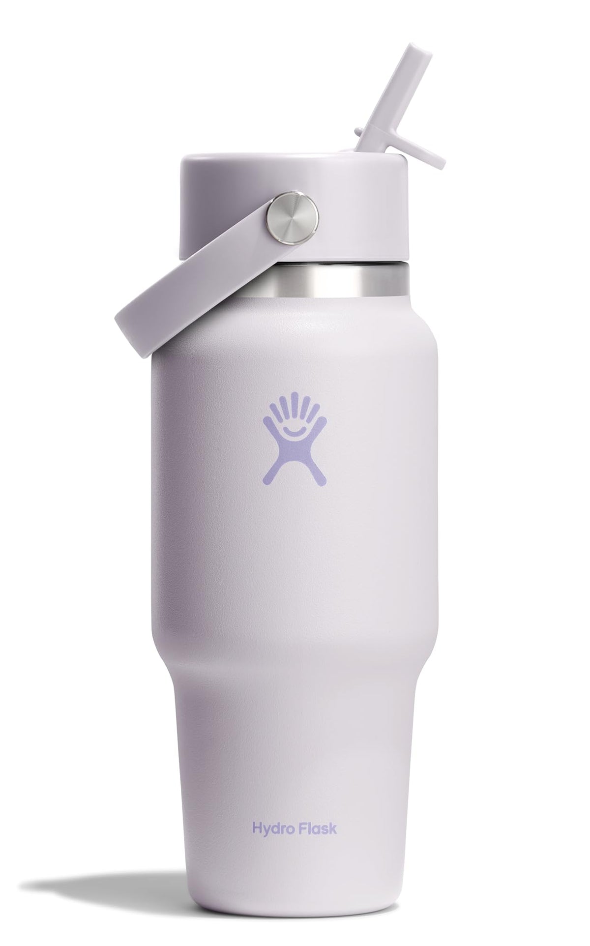 Hydro Flask Travel Water Bottle - Insulated Stainless Steel - Wide Straw Lid, Non Spill, Leakproof in 24 Oz Cloud Pink