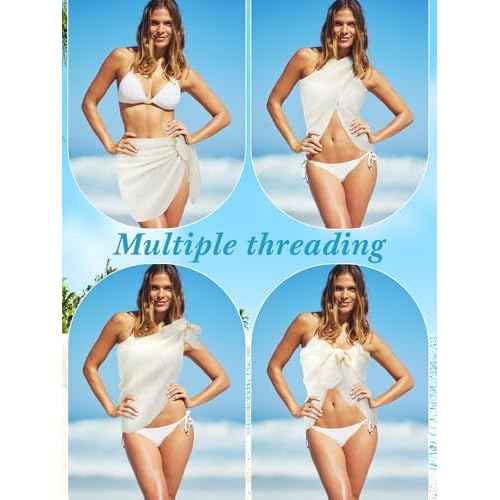 Geyoga Women Sarong Coverups Beach Skirt Triangle Shawl Wraps Short Bikini Skirt Bathing Suit for Swimwear