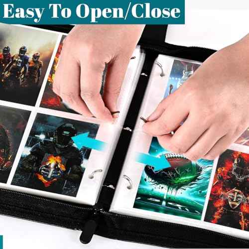 Baseball Card Binder, Los Angeles Trading Card Holder Protectors, 4 Pocket Fits 400 Cards with 50 Removable Sleevesves Card Storage Album Folder Case Collector