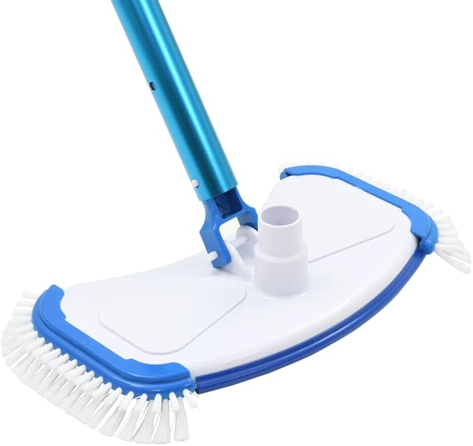 9-Piece Pool Maintenance Kit, White Blue ABS Aluminum, 24.6 ft Hose, Weighted Vacuum for Above Ground Swimming Pools, Outdoor Cleaning Tools