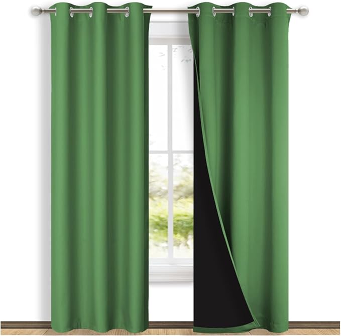 NICETOWN Forest Green Full Shade Curtain Panels, Pair of Thermal Insulated &