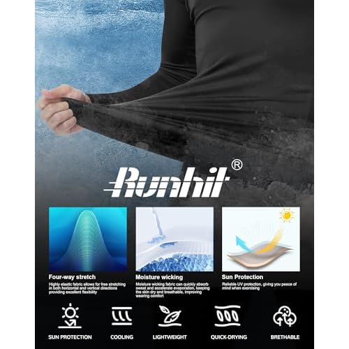 Runhit Compression Shirts for Men Long Sleeve Cool Dry Workout Undershirts Athletic Running Base Layer Top for Sports Gym