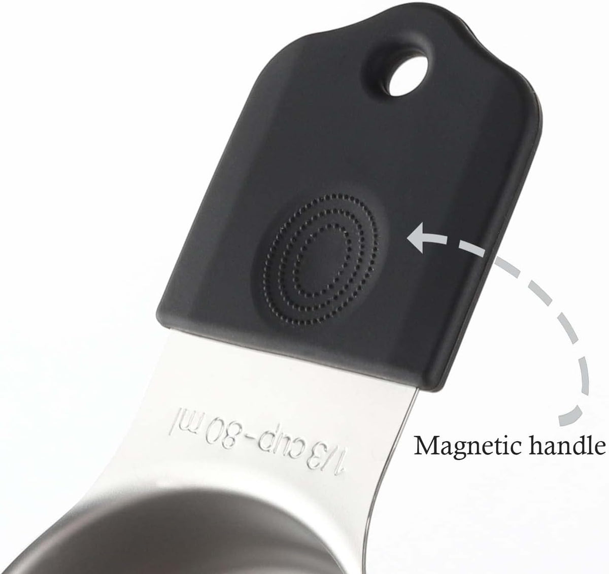 Magnetic Measuring Cups Set Stainless Steel Heavy Duty Metal Measuring Cups for Dry and Liquid Ingredients (black)