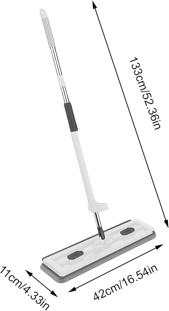 Flat Mop - Household Floor Cleaning System, Extra Wide with Extendable Handle for Hardwood Tile Vinyl, Reusable Microfiber Pads with 360° Rotation, Multi Tool for Home Garage Office Blue