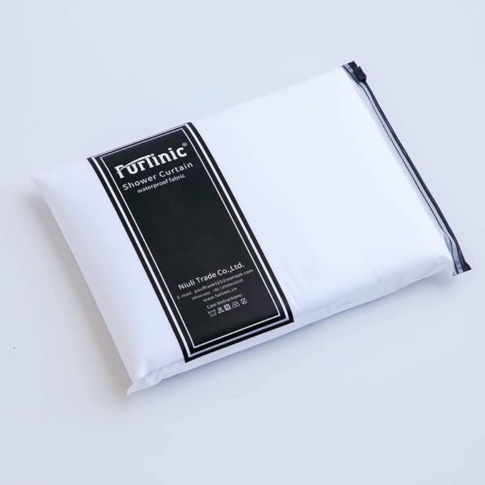 Furlinic No Hooks Needed Shower Curtain or Liner,Polyester Fabric Bathroom Curtains with 10 Split Grommets,Waterproof & Machine Washable,Light Grey,Standard Size,72x72 Inch