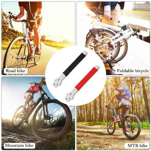 2 PCS Bicycle Spokes Wrench Durable Bike Spoke Wrench Spoke Tool Bicycle Wrench Tool Cycling Spanner for Biking Cycling Mountain Bike(Black+Red)