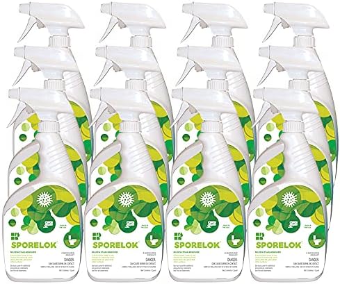Sporelok Mildew Stain Remover, Heavy Duty, Ready To Use Spray, Fragrance Free 1 Quart (Case of 12)