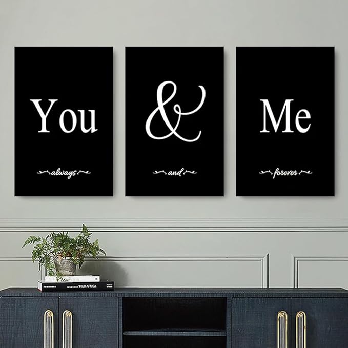 GUBIYU Set of 3 Framed Farmhouse You and Me Wall Art