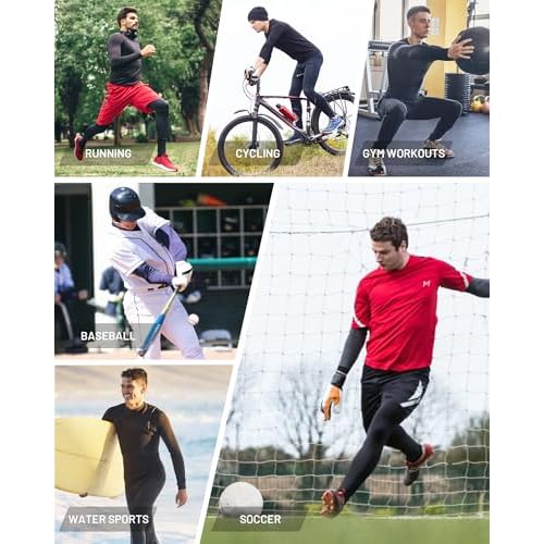 Mens Compression Shirt Long Sleeve Quick Dry Athletic Workout Gym T-Shirt SPF Running Top Sport Undershirt Base Layer