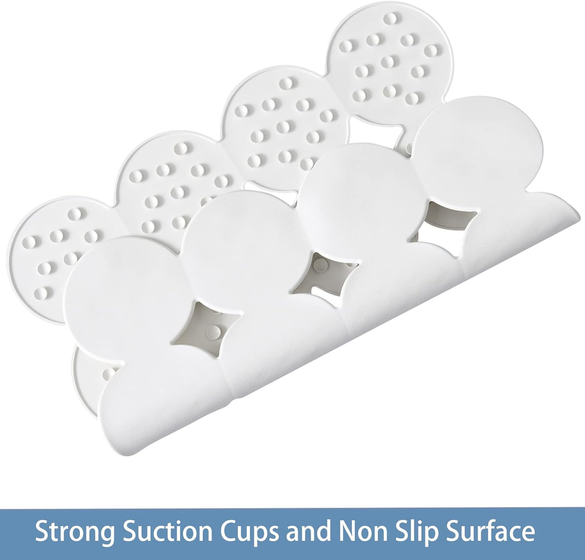 Square Shower Mat Nonslip - Rubber Bathtub Mat with Suction Cups for Inside Shower Bathroom Floor (White, 21X21”)