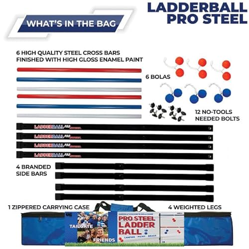 Front Porch Classics, Maranda Enterprises Ladderball Pro Steel, Black, Blue, Red, White