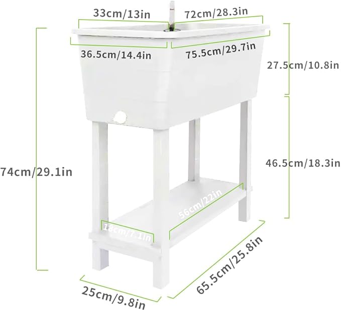 3 Pcs Self Watering Elevated Raised Garden Bed, Large Outdoor Plastic Planter Box Big Flower Plant Pot for Planting Flowers Vegetables and Herbs (3, White)