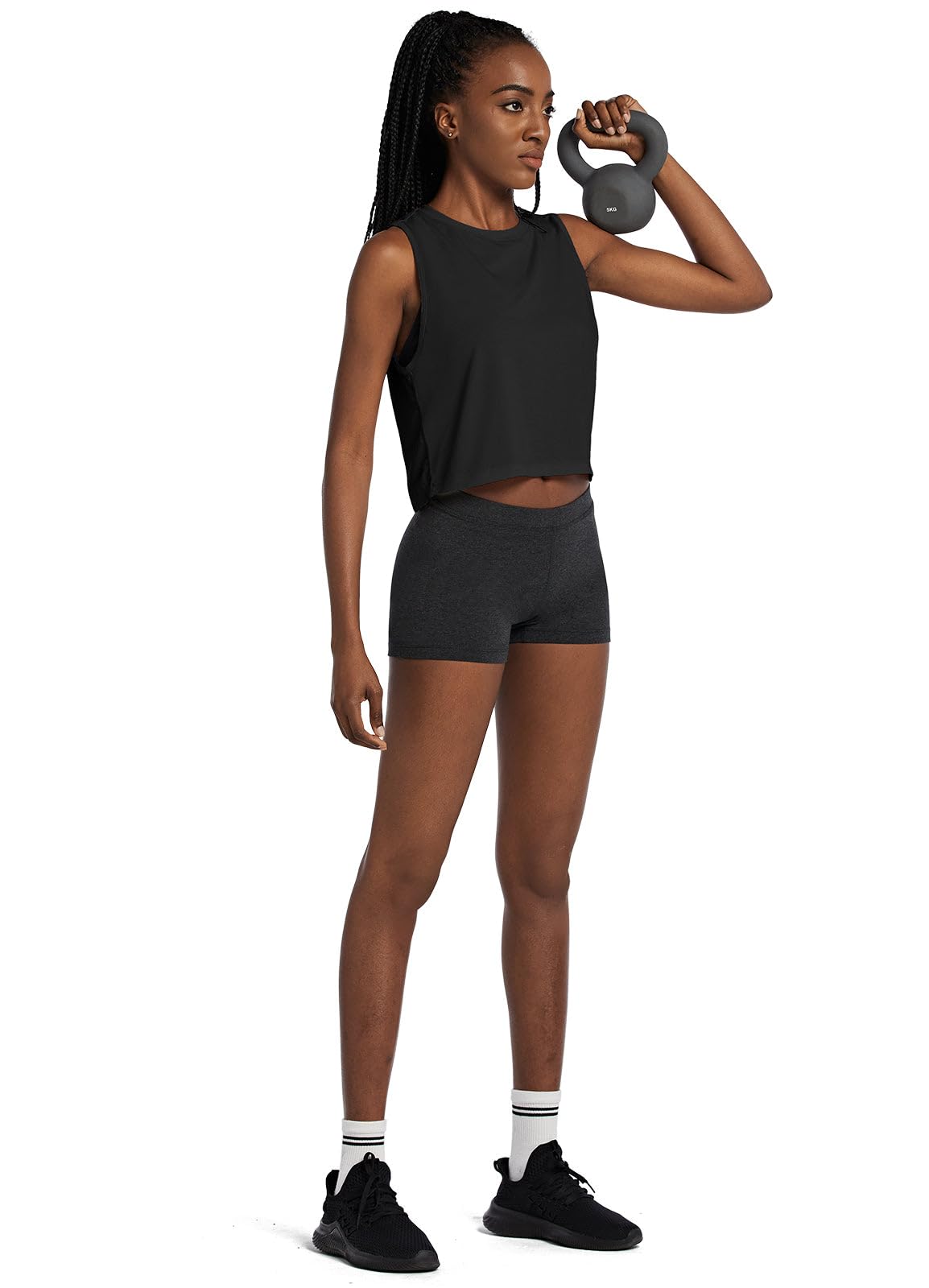 baleaf Workout Tops for Women Crop Tank Top Quick Dry Athletic Gym Exercise Sleeveless Shirts Muscle Yoga Loose Fit Black M