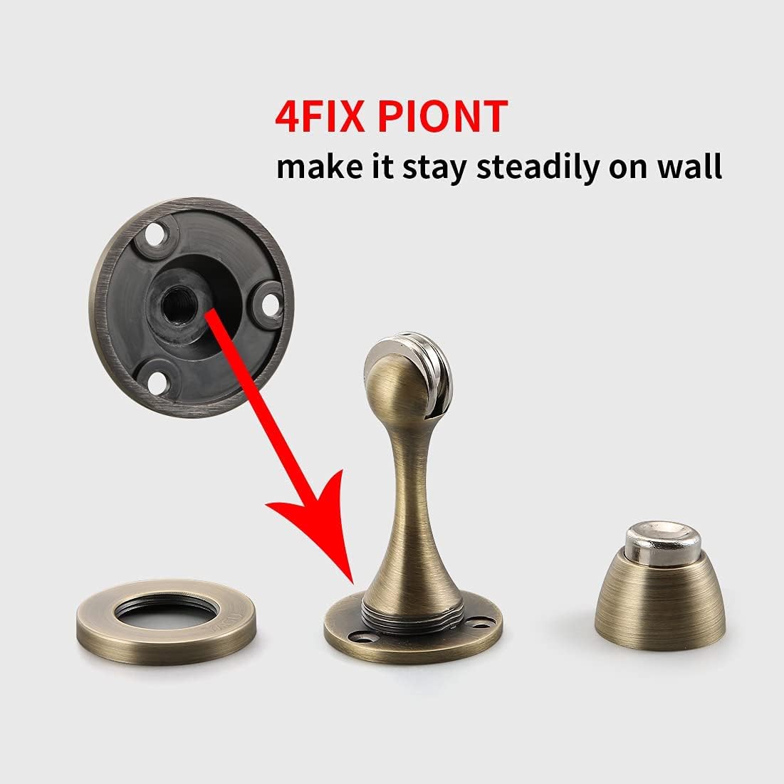 YAGU Door Stopper 6 Pack Magnetic Door Stops, Zinc Alloy Brushed Bronze Door Catch Door Holder Wall Floor Mounted, Metal Soft-Catch