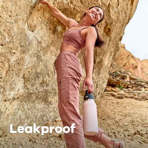 Hydro Flask Water Bottle - Insulated Stainless Steel - Wide Mouth Flex Lid, Non Spill, Leakproof and Refillable in 32 Oz Stone Gray