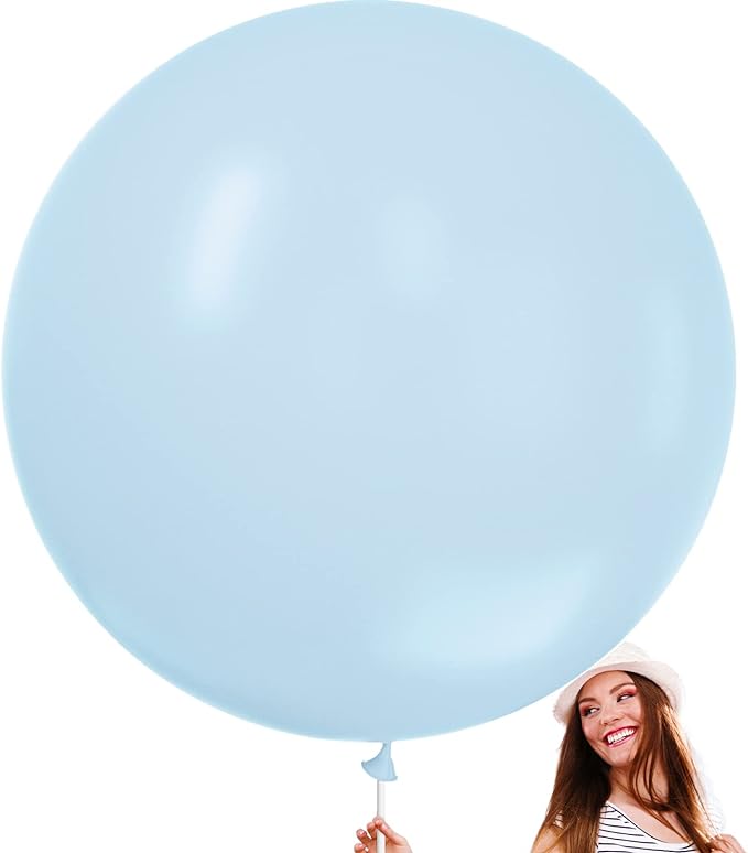 PartyWoo Baby Blue Balloons 4pcs 36 Inch Light Pastel Sky Aqua Blue Balloons for Graduation Baby Shower Gender Reveal Weddings Easter Birthday Bachelorette Anniversary Party Decorations Blue-Q13