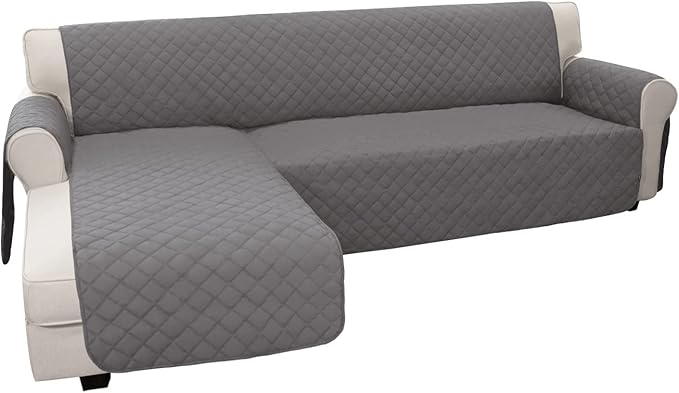 Easy-Going Sofa Slipcover L Shape Sofa Cover Sectional Couch Cover Furniture Protector Mat for Pets Dog Cat (X-Large,Gray/Gray)