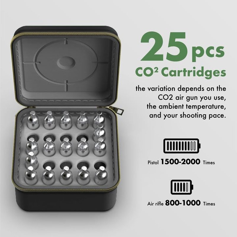 SHBC 12g CO2 Cartridges Case - Black Silent Travel Organizer Holder, Safe Storage for 12-Gram CO2/N2O Cartridges, Compatible with Crosman Umarex