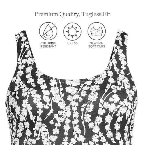 Lands' End Women's Chlorine Resistant Soft Cup Tugless Sporty One Piece Swimsuit