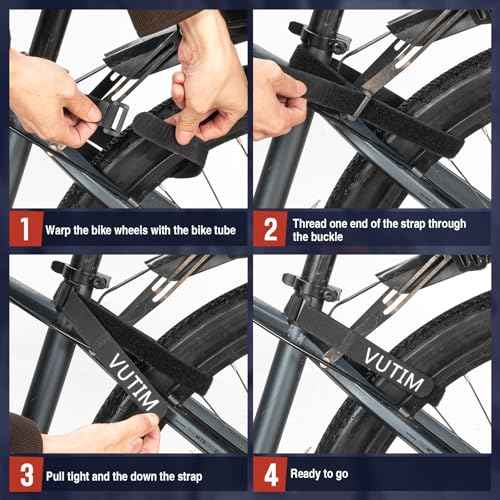 4PCS Bike Rack Strap, Bike Rack Accessory, Adjustable Bike Wheel Stabilizer Strap, Non-Slip Fixed Bike Wheel, Suitable for Camping Equipment, Yoga Mats, Binding Sport Bottle Bicycles, Curtains