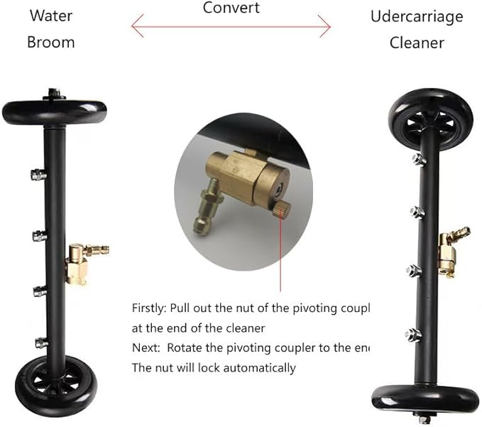 2-in-1 16" Dual-Function Undercarriage Pressure Washer Cleaner, Surface Cleaner for Power Pressure Washer Attachment， Underbody Car Wash Water Broom with 3 Pieces Extension Wand, 4000 PSI