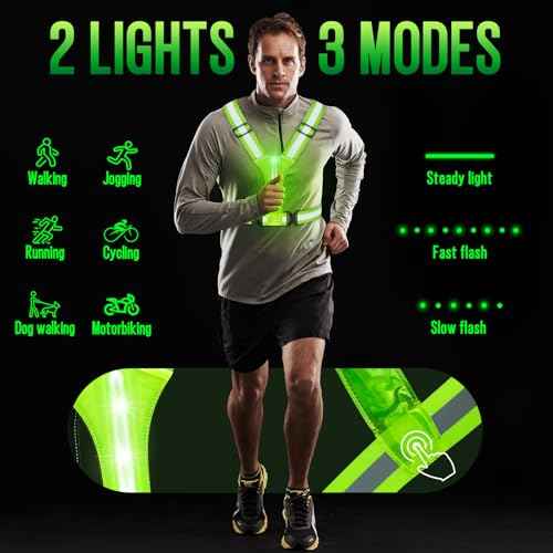 LED Reflective Vest Running Gear, Light Up Running Vest Rechargeable, Safety Night Running Gear for Walking Running Cycling