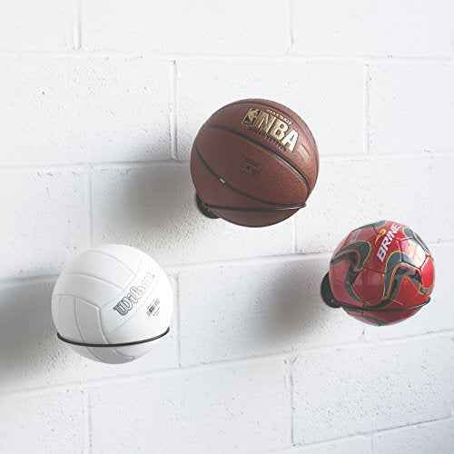 Wallniture Sporta Wall Mounted Ball Storage Sports Ball Holder Rack Display Storage Steel (Black)